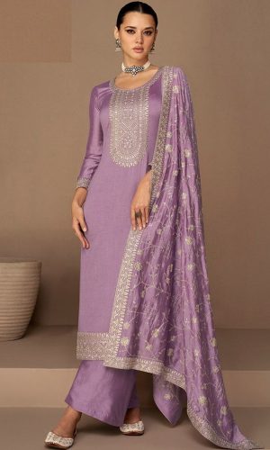 Lavender Premium Silk Palazzo Straight